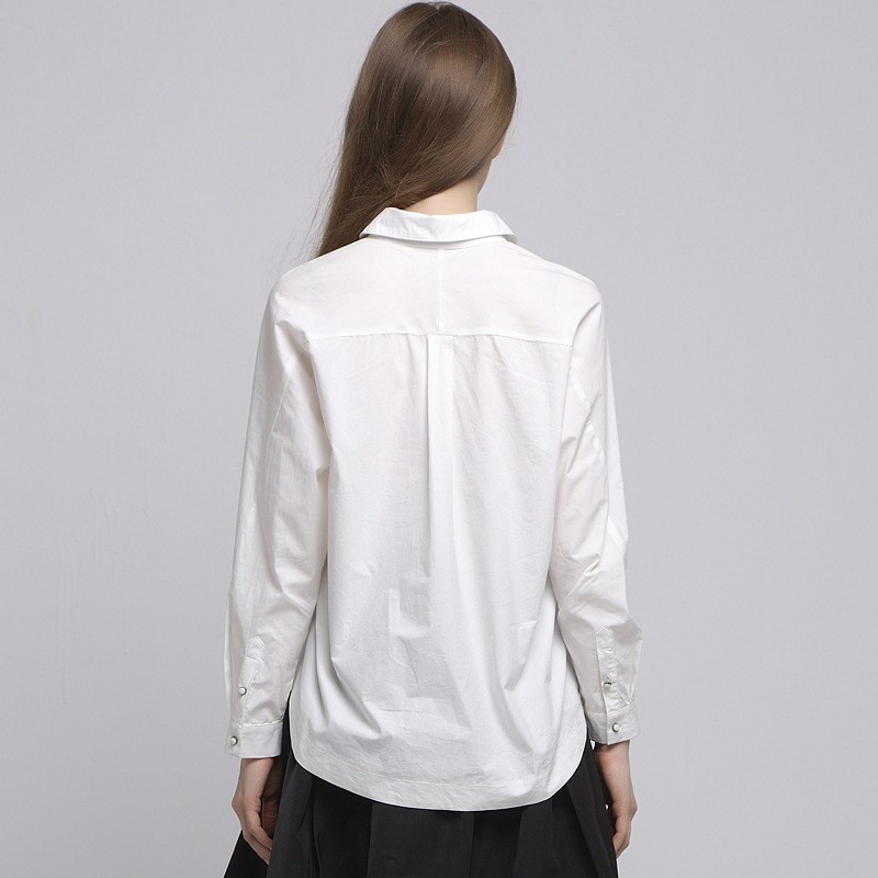 Mode Doux De Style Collège À Manches Longues, Chemise Blanche |
