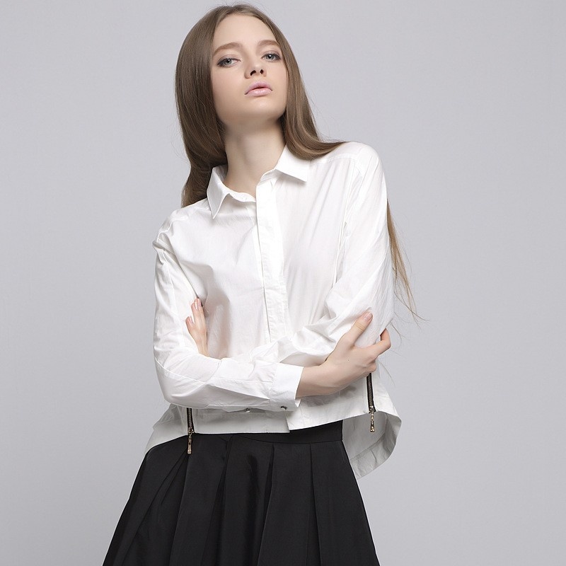 Mode Doux De Style Collège À Manches Longues, Chemise Blanche |
