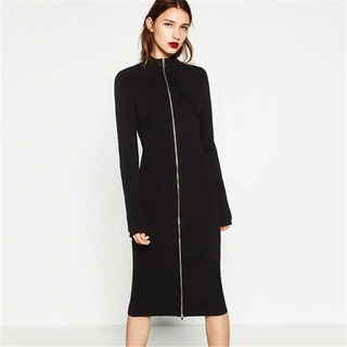 Slim Sexy Fashion Zipper Knit Tight-fitting Dress | VoguesUs