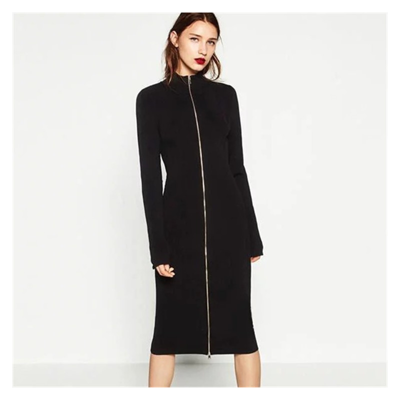 Slim Sexy Fashion Zipper Knit Tight-fitting Dress | VoguesUs