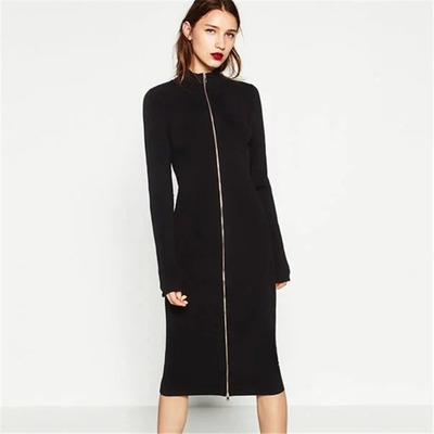 Mince Sexy de la Mode à Glissière Tricot Robe moulante | VoguesUs