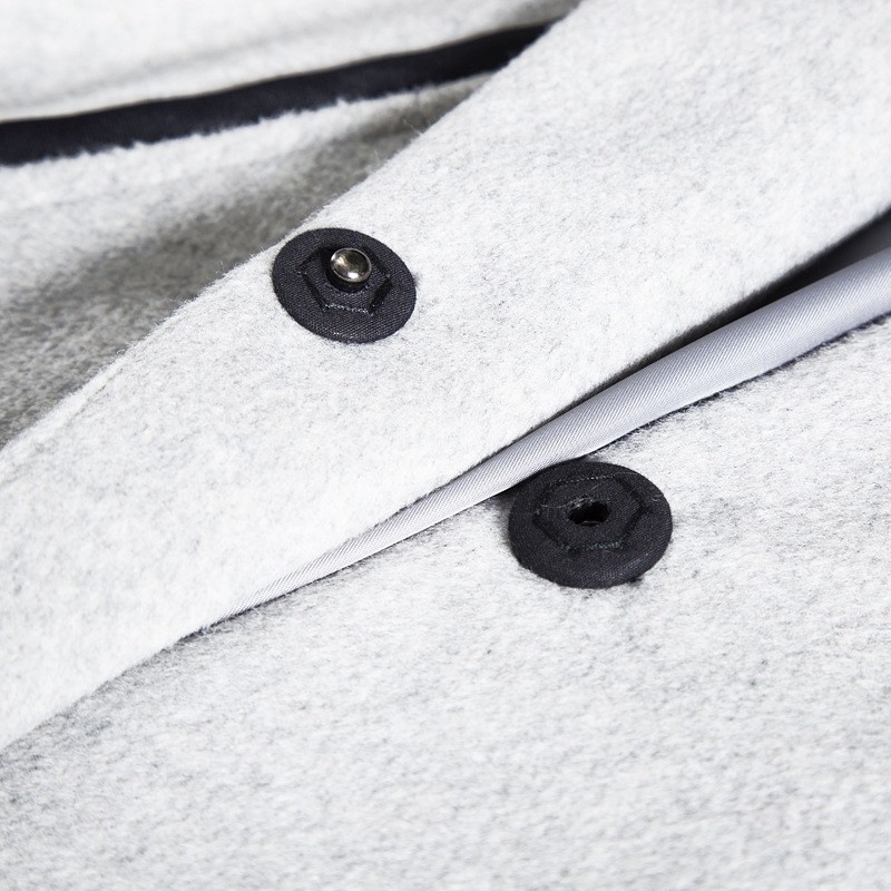 Oversize De La Mode Col Rond Gris Manteau De Laine | VoguesUs