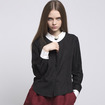Sweet Round Neck Long Sleeve Shirt With Contrast Collar
