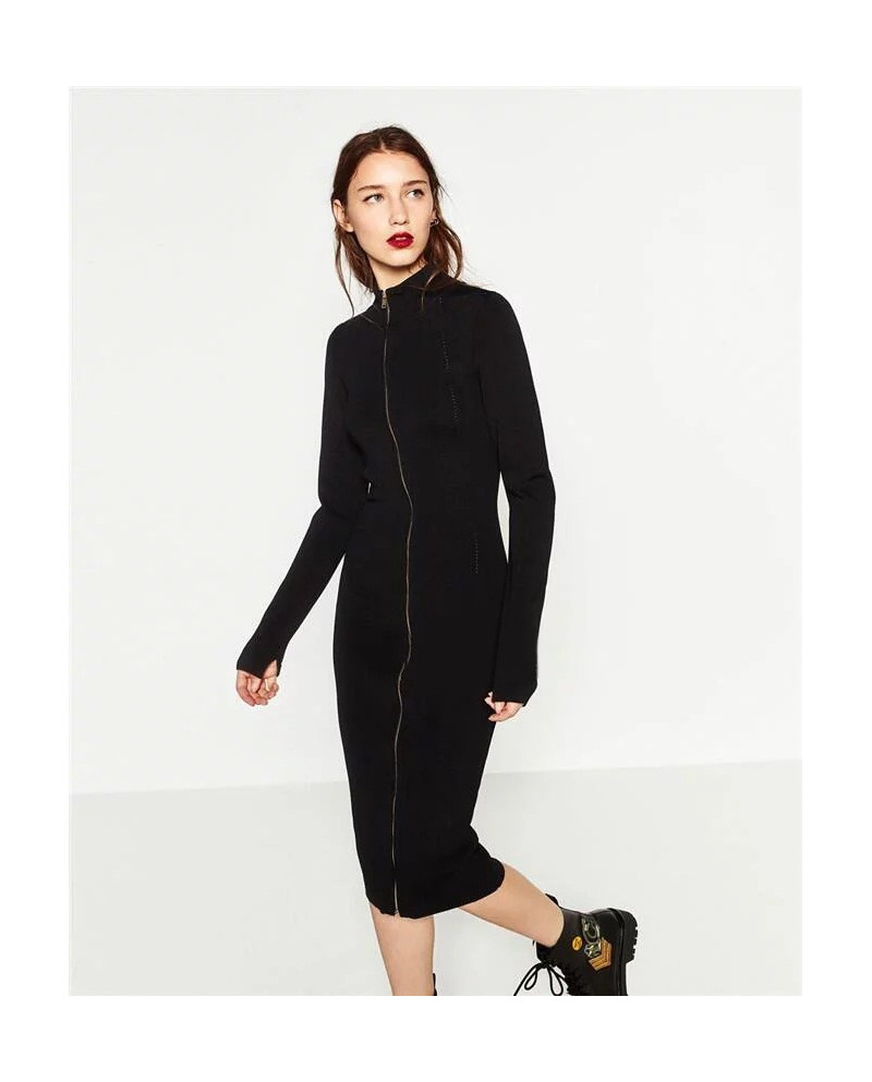 Slim Sexy Fashion Zipper Knit Tight-fitting Dress | VoguesUs