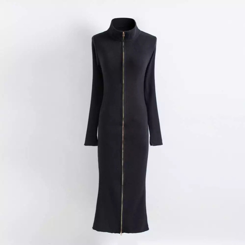Slim Sexy Fashion Zipper Knit Tight-fitting Dress | VoguesUs