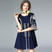 Frische Mode-Baumwolle-Stickerei-Stitching Kleid