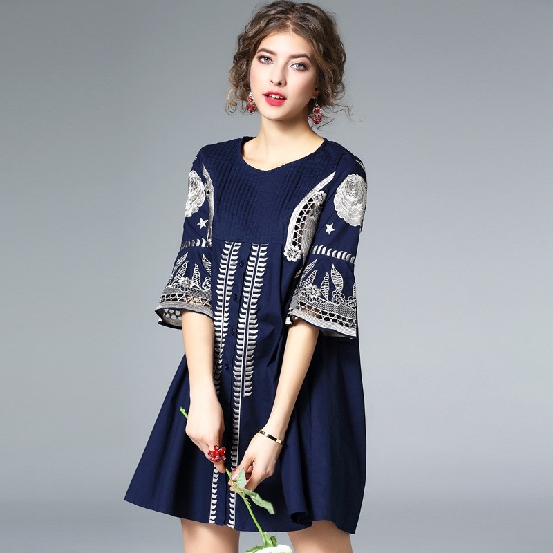 Douce De Mode De Coton De La Broderie Couture Robe | VoguesUs