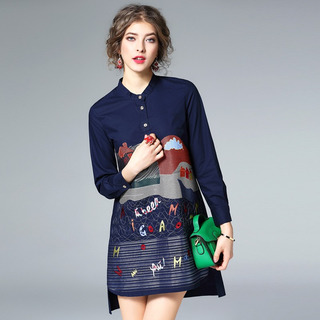 Enfant Mignon D'Usure Graffiti Broderie Manches Longues Robe |