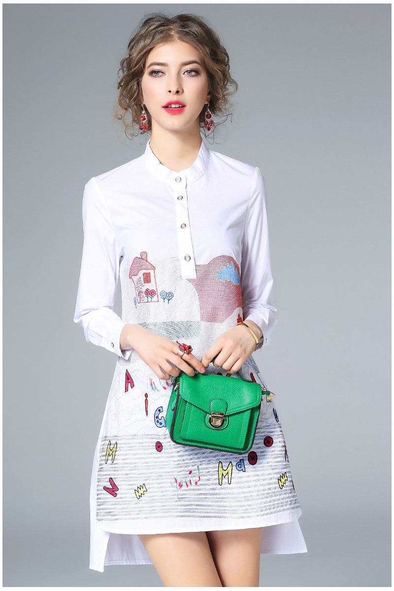 Cute Child Wear Graffiti Embroidery Long Sleeves Dress | VoguesUs