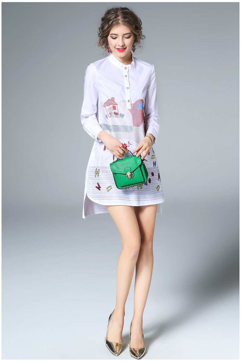 Cute Child Wear Graffiti Embroidery Long Sleeves Dress | VoguesUs