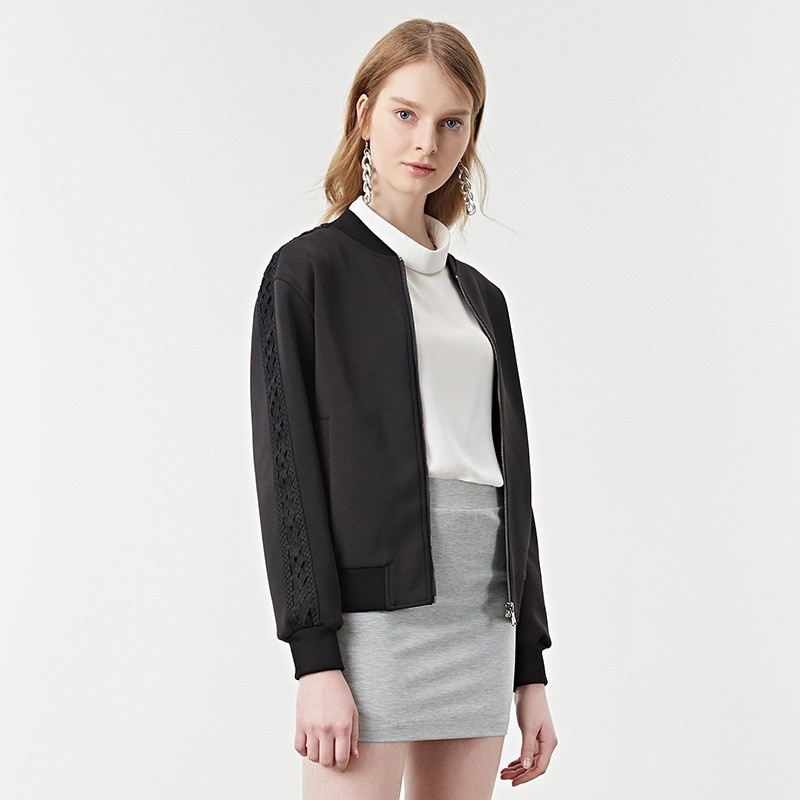 Simple Fashion Sleeve Embroidered Straight Baseball Short Jacket |