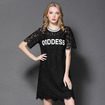 Mode Sexy Rund Ausschnitt Spitze Kleid Mit GODDNESS Brief