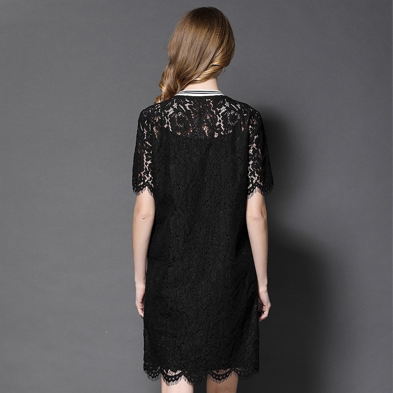 Mode Sexy Col Rond Robe en Dentelle Avec GODDNESS Lettre | VoguesUs